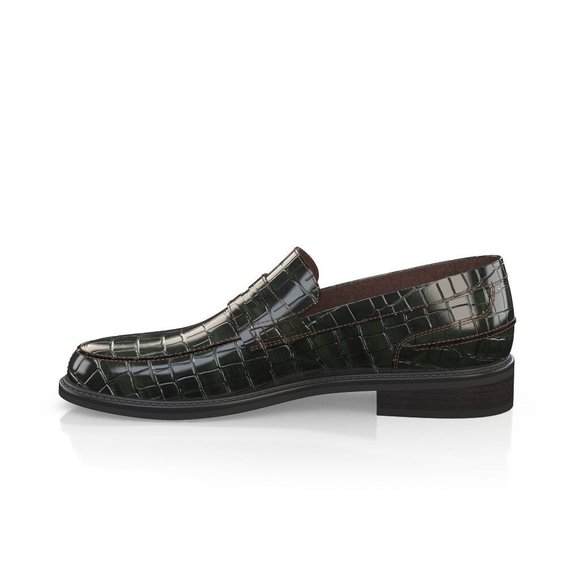 Bashwood Handmade Black Crocodile Pattern Leather Loafer Shoes main image 6